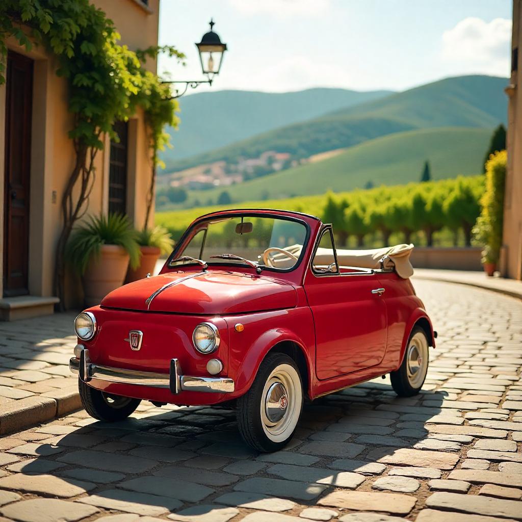 Fiat 500 decappottabile rossa